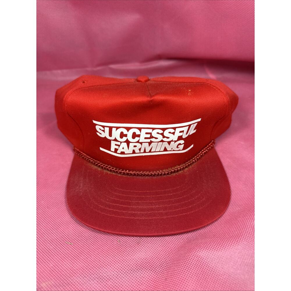 Vintage Successful Farming Snapback Hat - 5 panel Farm Cap - Red